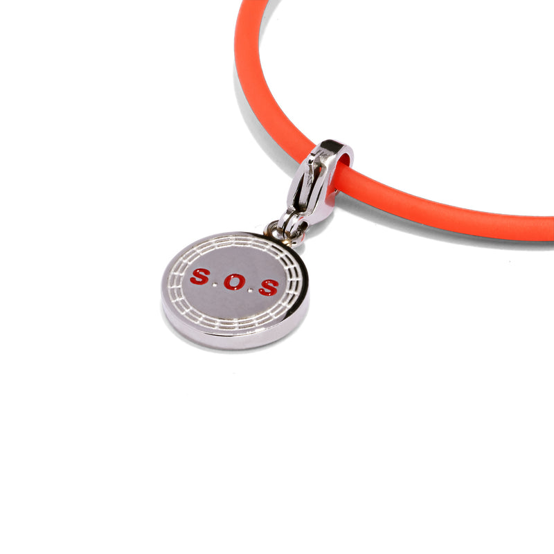 PLAY Silikon SOS Armbånd Rødt + charm med diagnose